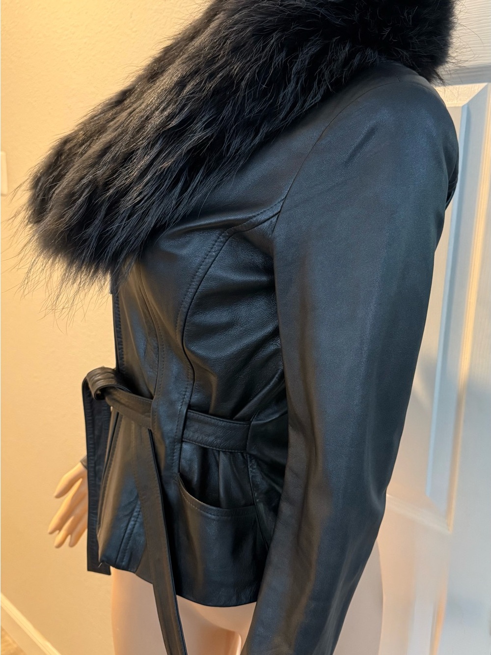 Cache Vintage lamb skin Deep metalic grey coat size 8 - Picture 2 of 8